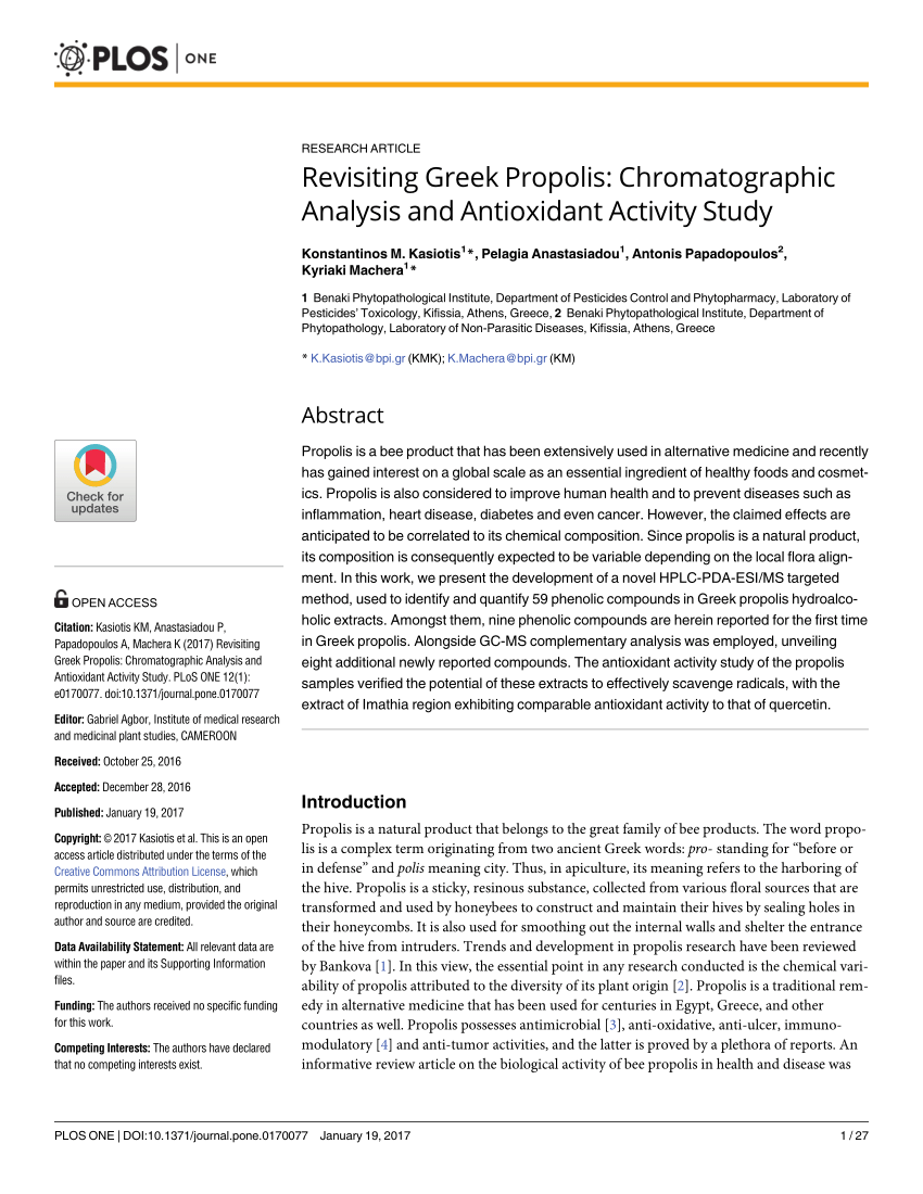 PDF) Revisiting Greek Propolis: Chromatographic Analysis and