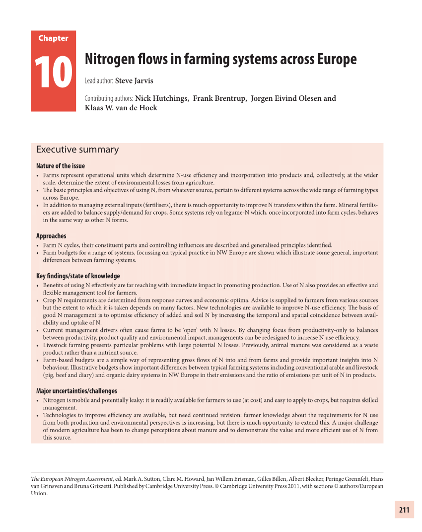 Pdf Nitrogen Flows In Farming Systems Across Europe - 