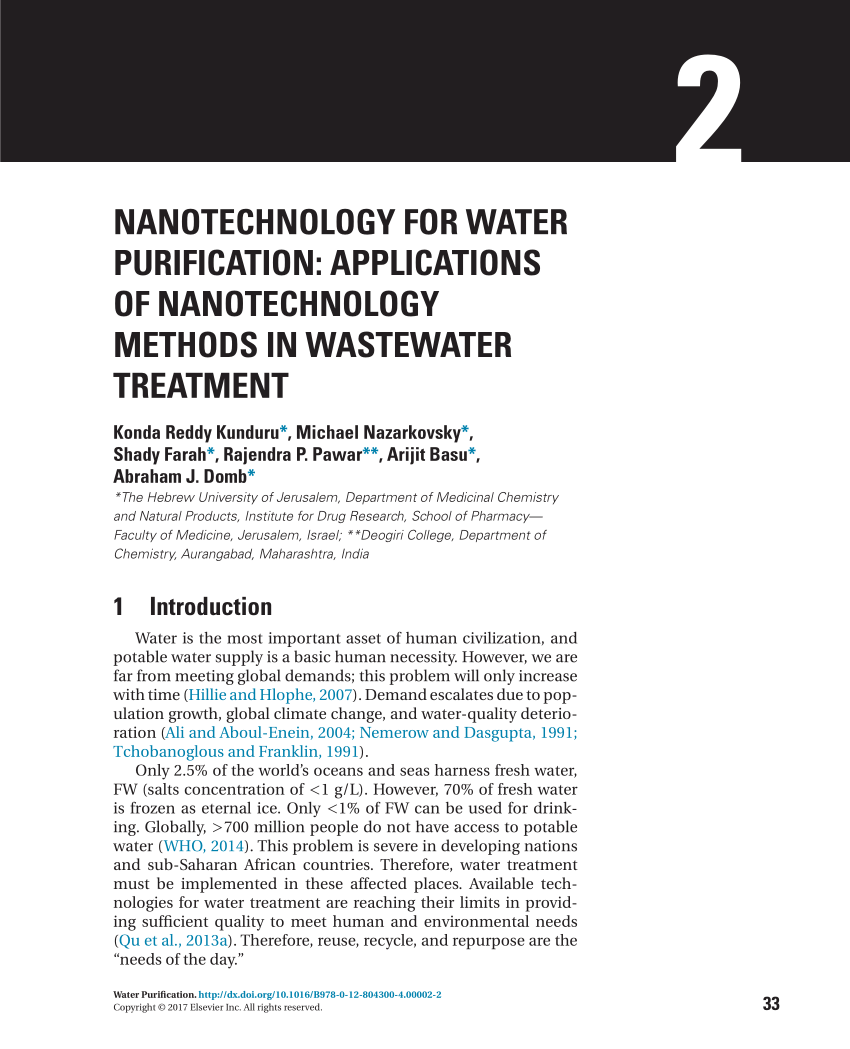 research papers on water purification