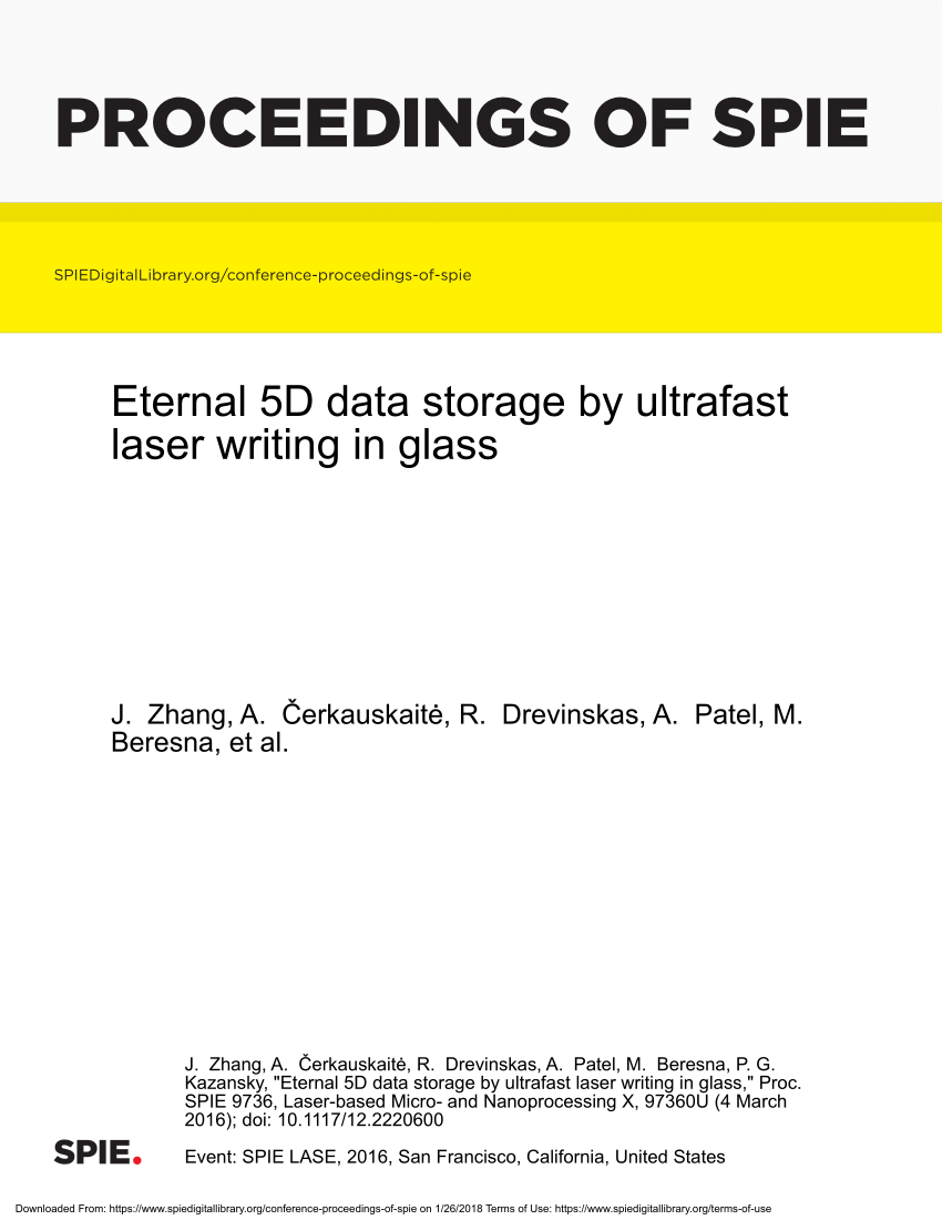 Pdf Eternal 5d Data Storage By Ultrafast Laser Writing In Glass