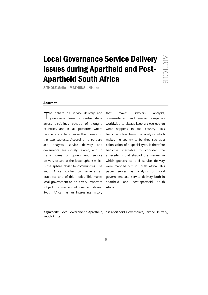 Pdf Local Governance Service Delivery Issues During