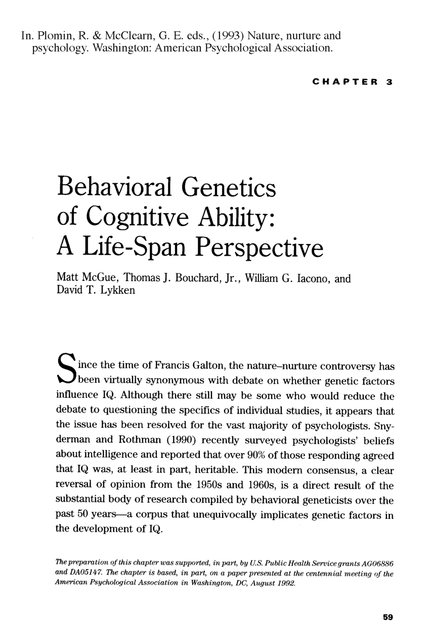 behavioral genetics research paper topics