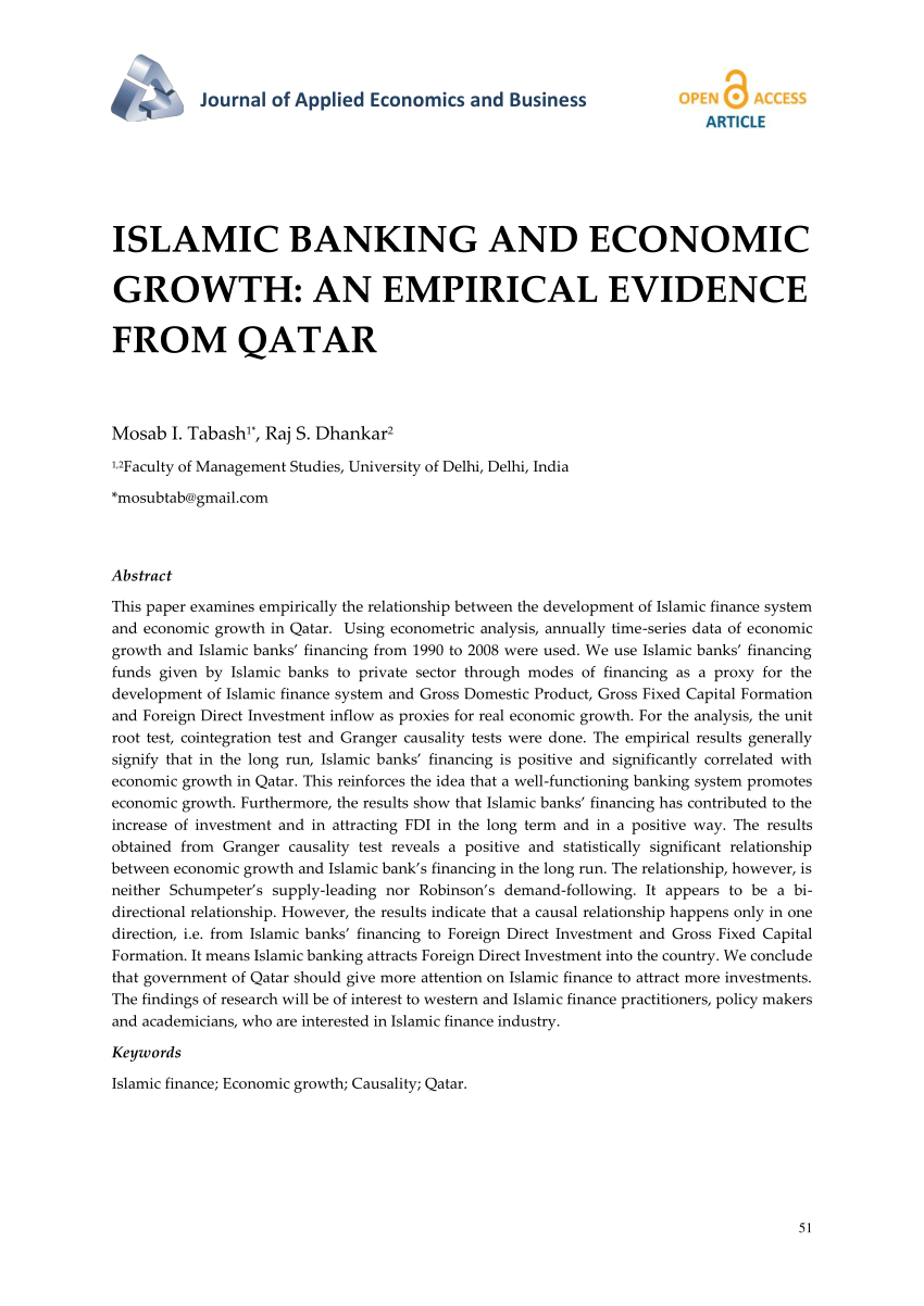 Pdf Islamic Banking And Economic Growth An Empirical - 