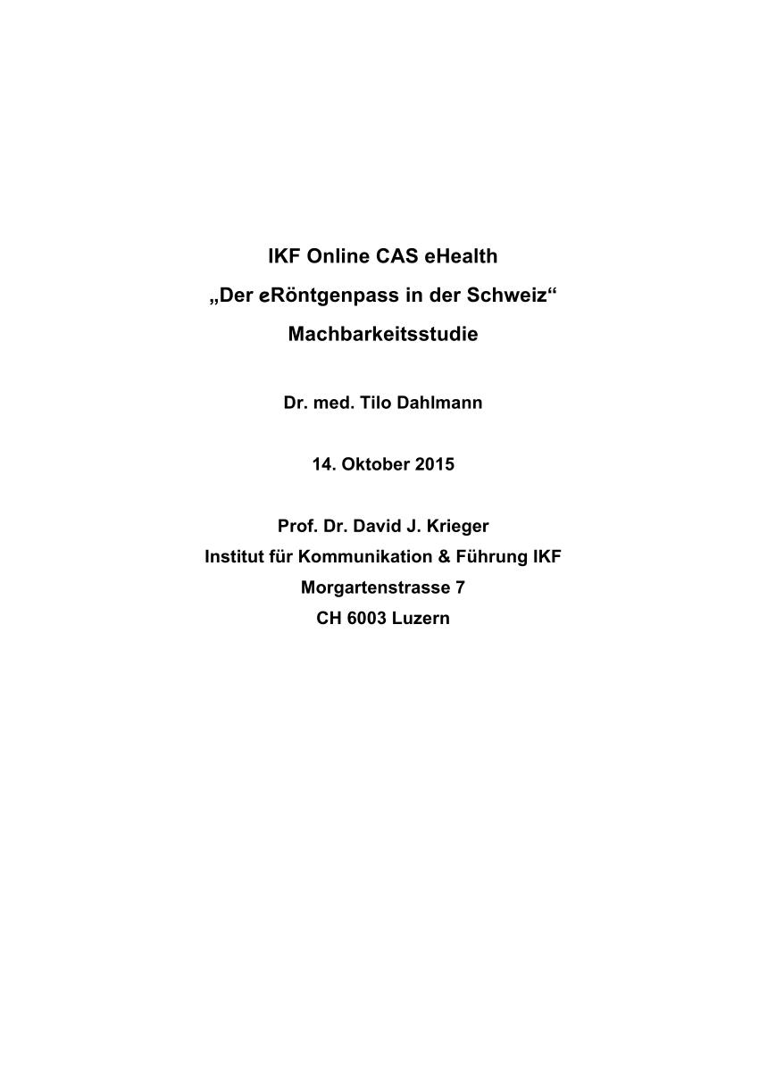 PDF „Der eRöntgenpass in der Schweiz“ Machbarkeitsstu Oktober 2015