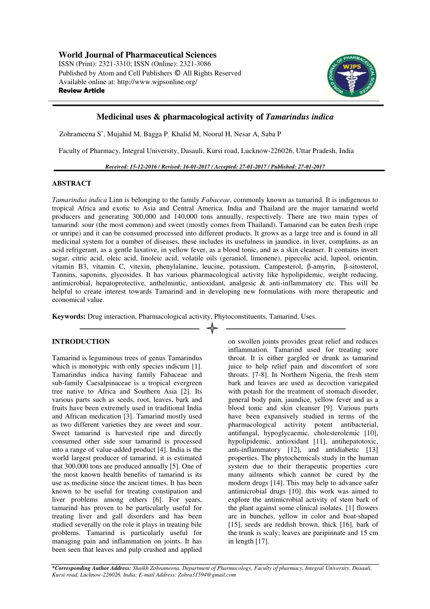 anthelmintic activity of tamarindus indica