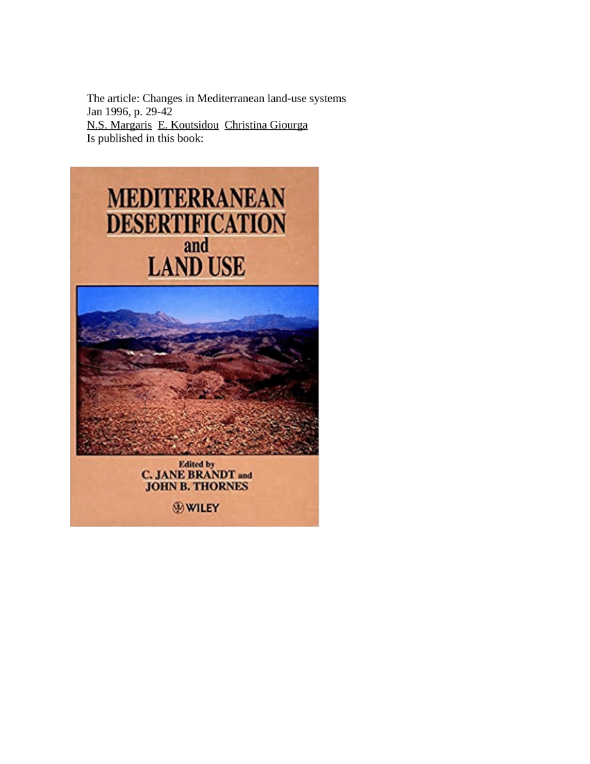 Pdf Changes In Mediterranean Land Use Systems