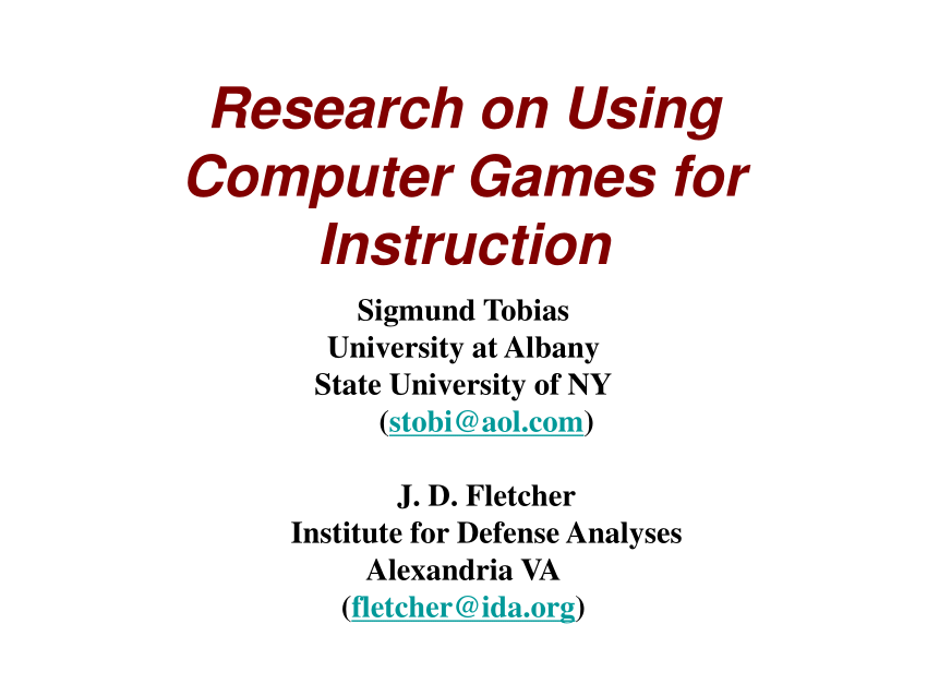 research on computer games