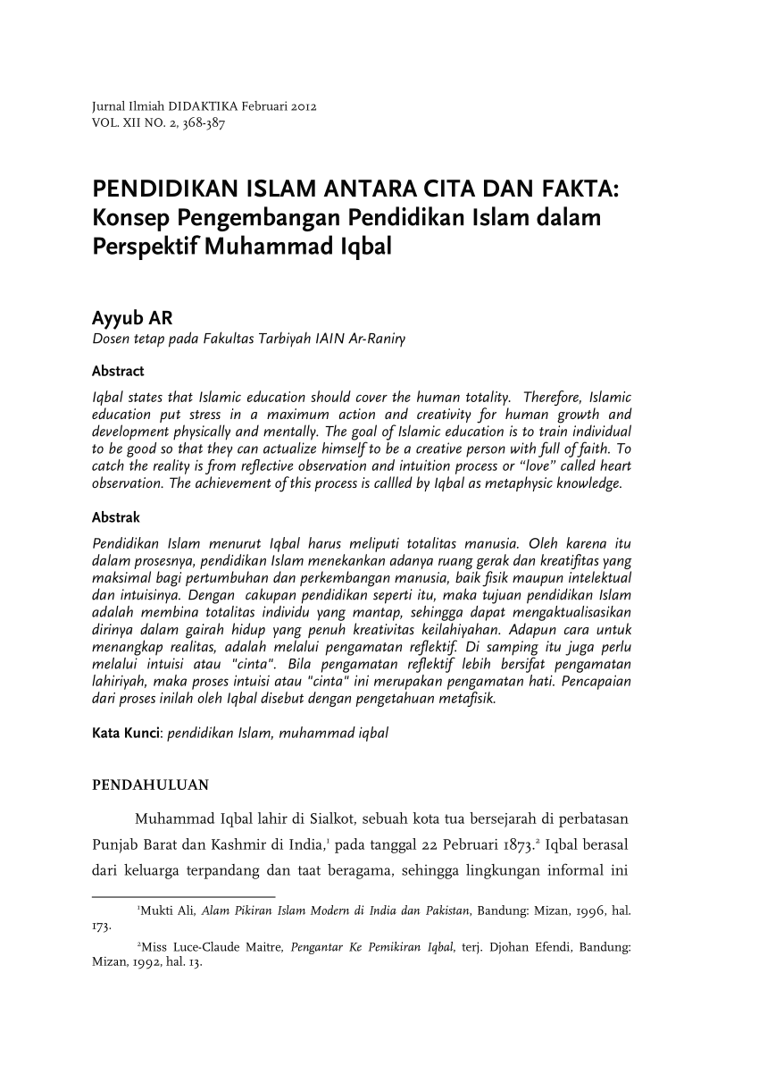 PDF PENDIDIKAN ISLAM ANTARA CITA DAN FAKTA
