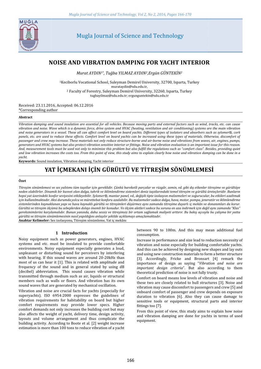 Pdf Noise And Vibration Damping For Yacht Interior