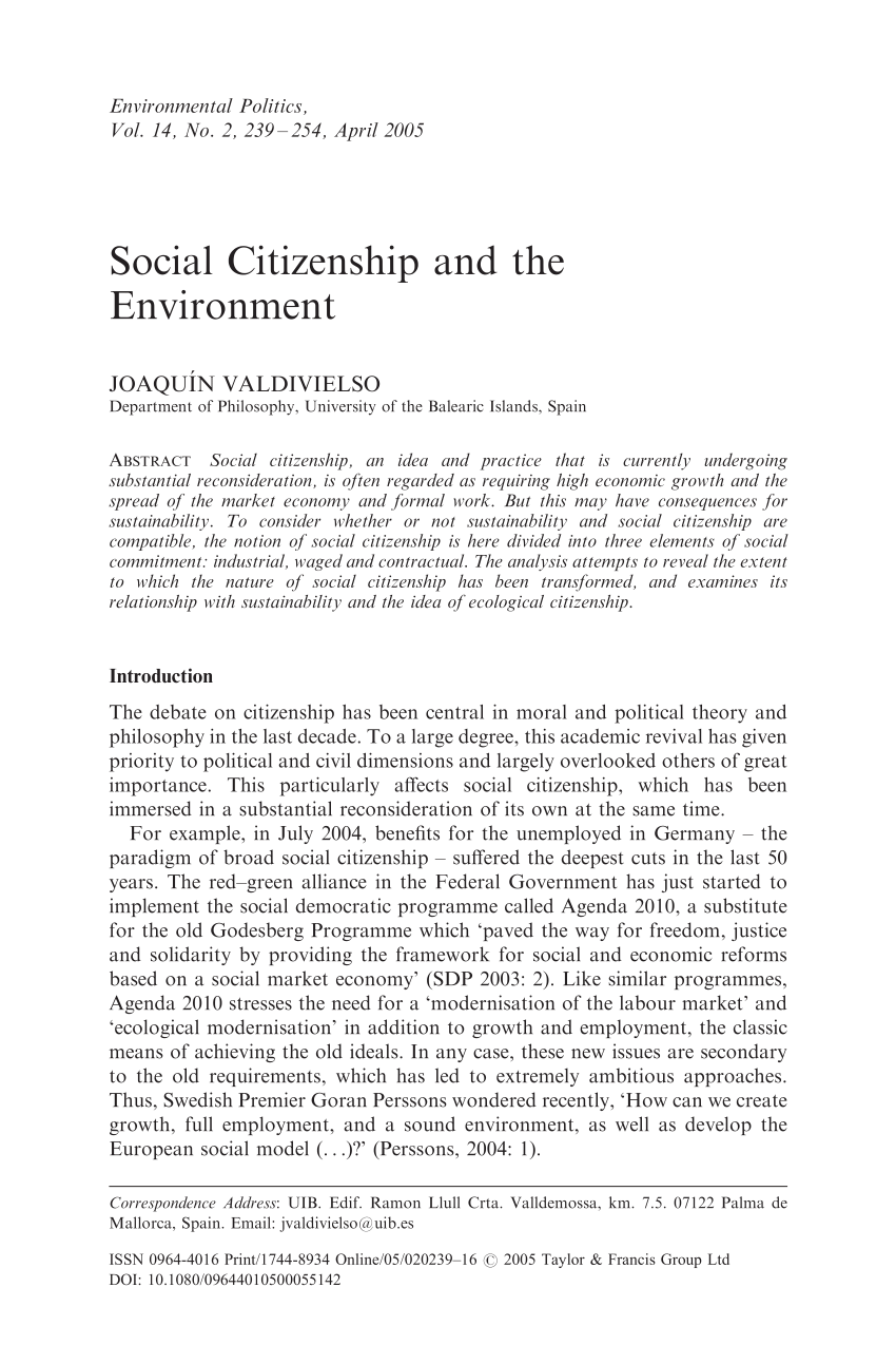 PDF) Social Citizenship and the Environment