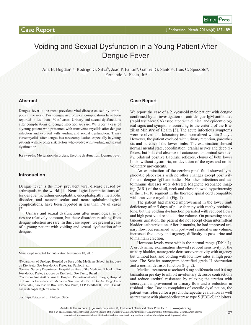 PDF Voiding and Sexual Dysfunction in a Young Patient After