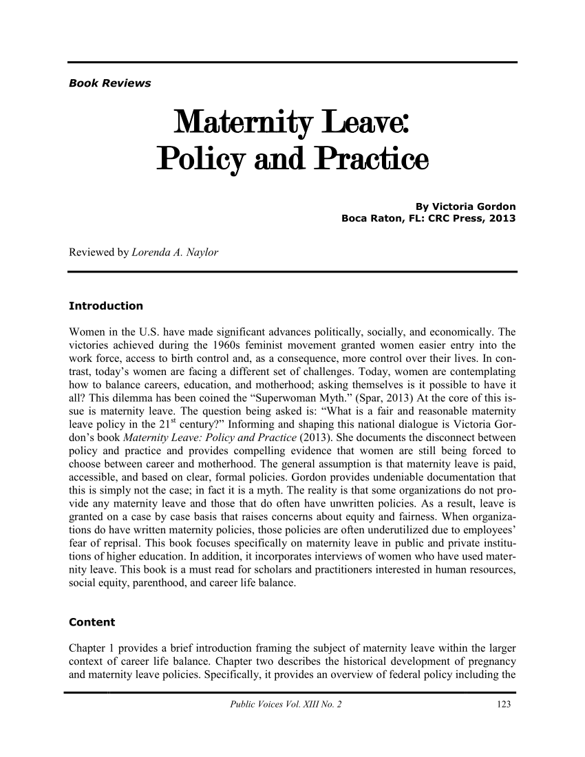 maternity leave research paper
