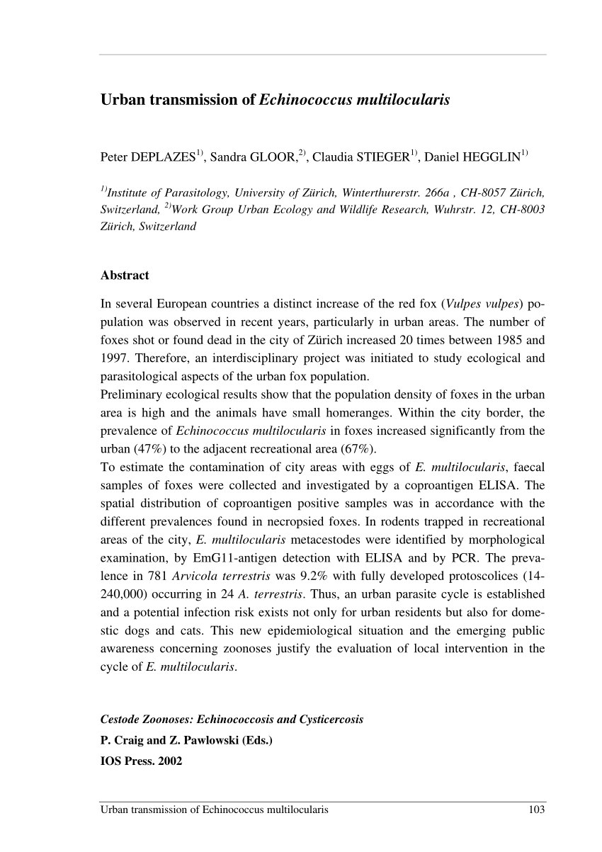 pdf-urban-transmission-of-echinococcus-multilocularis