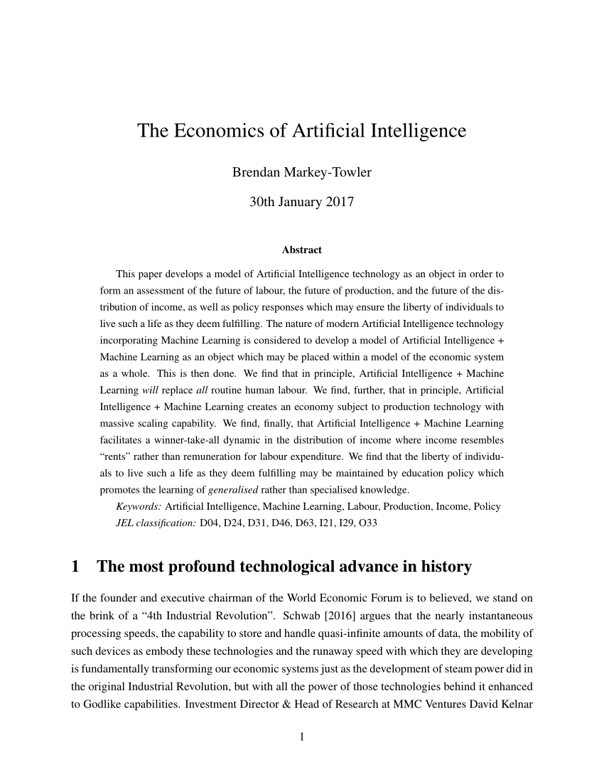artificial intelligence and economic growth essay