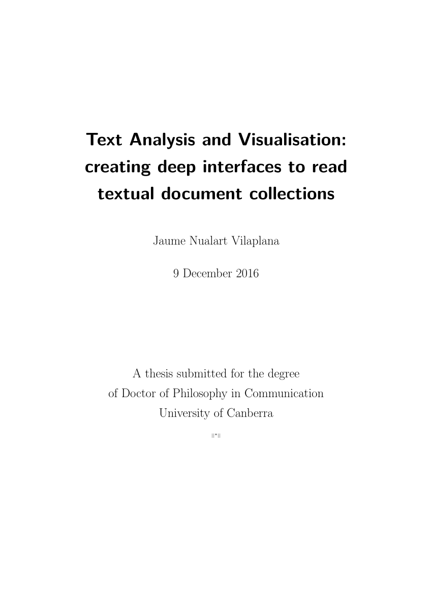 PDF) Text Analysis and Visualisation: creating deep interfaces to read  textual document collections.