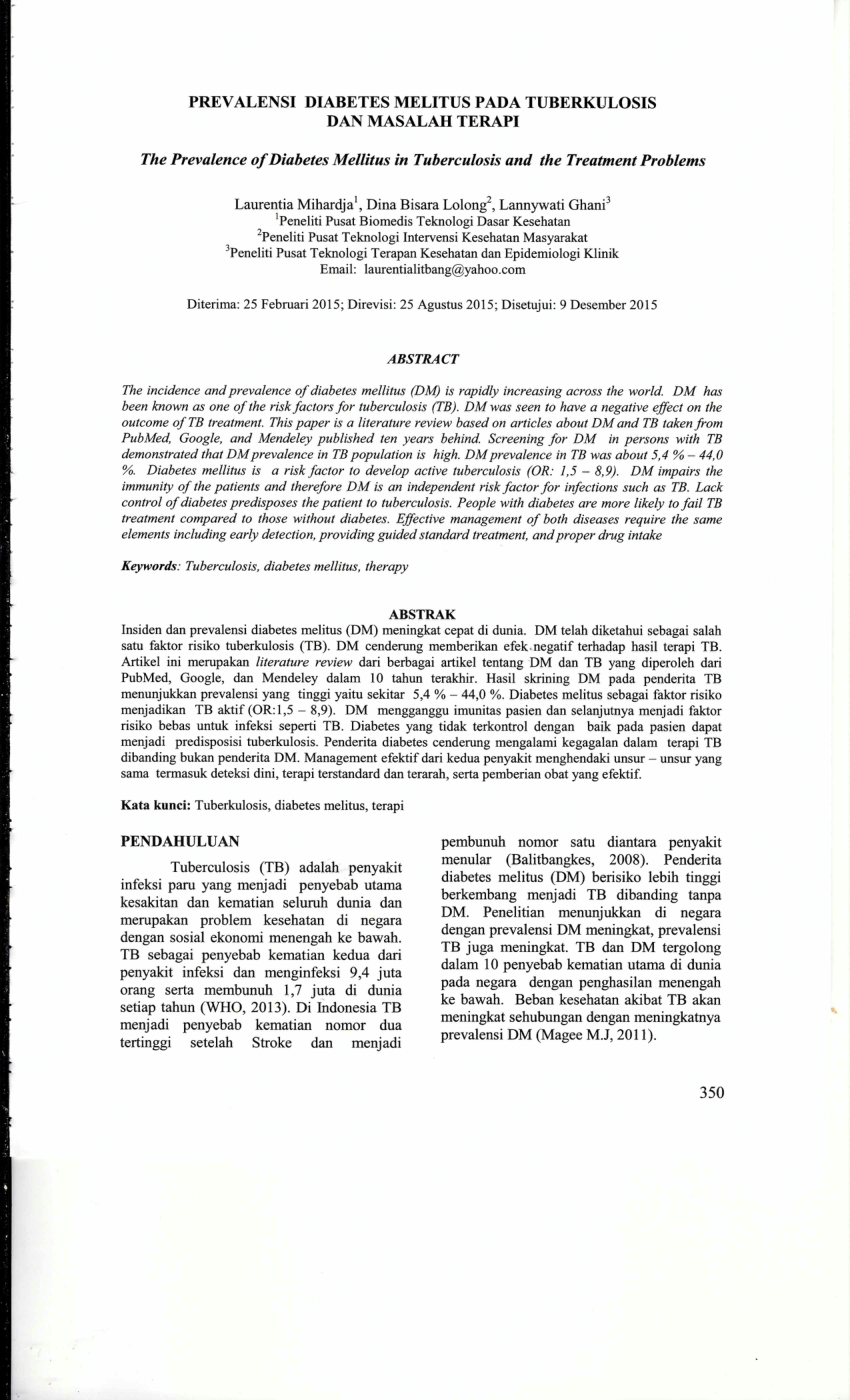 Pdf Rediscovering The Association Between Tuberculosis And Diabetes