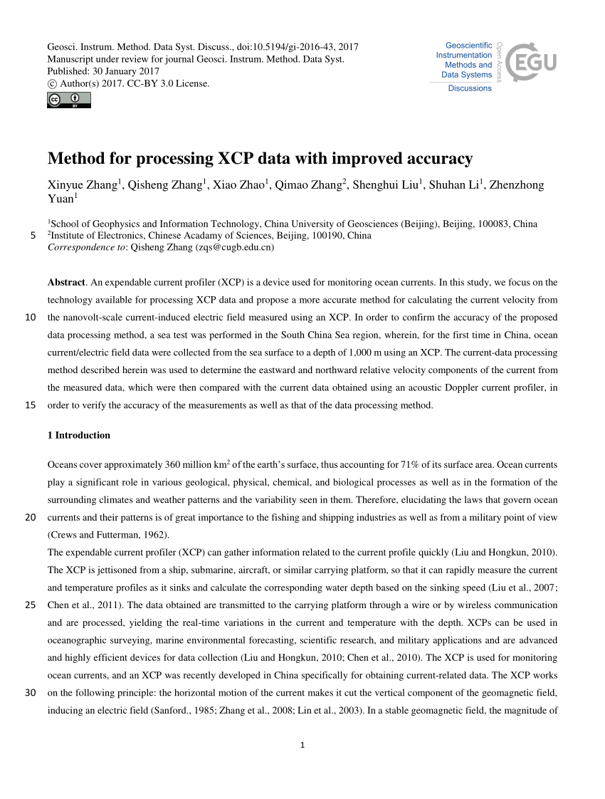 (PDF) Method for processing XCP data with improved accuracy