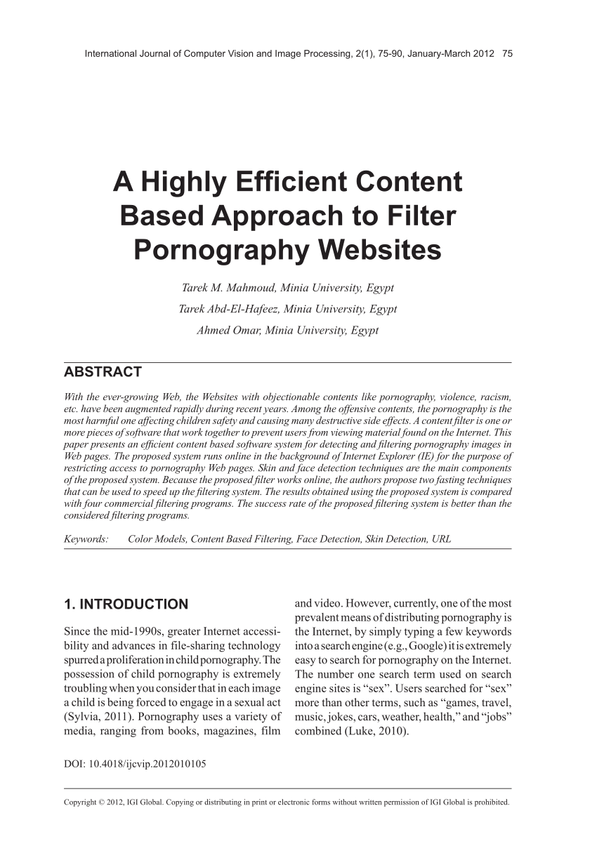 PDF) A Highly Efficient Content Based Approach to Filter Pornography  Websites