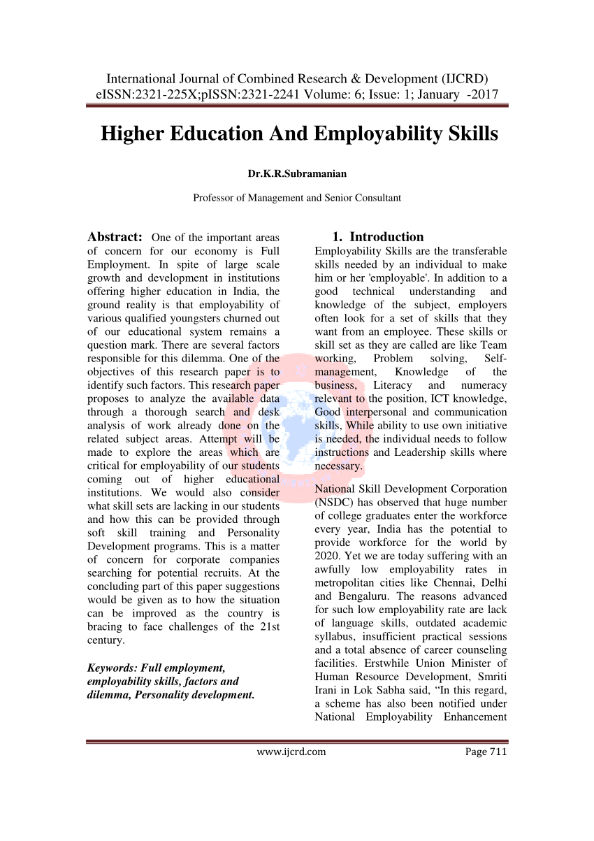research paper on employability skills