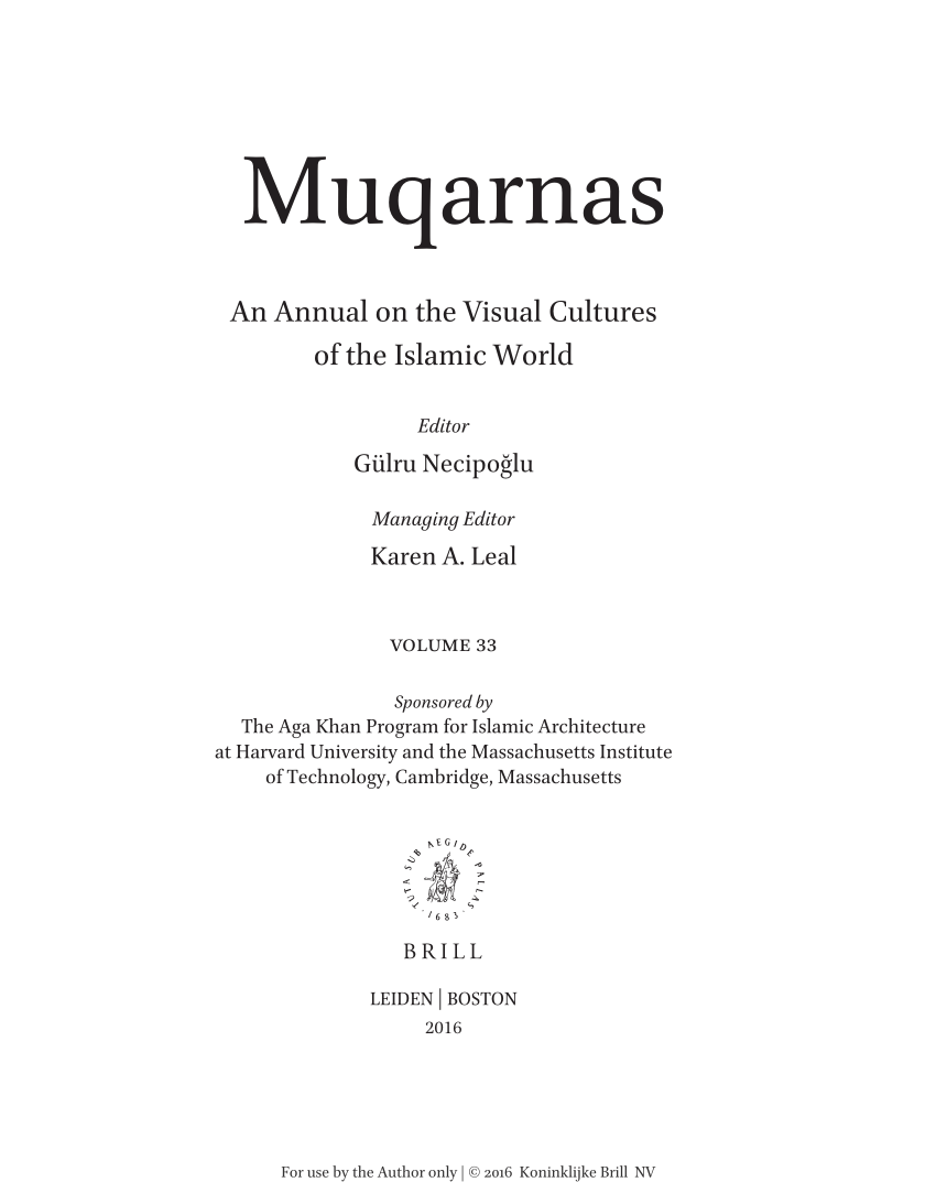 PDF) Muqarnas - An Annual of the Visual Cultures of the Islamic World
