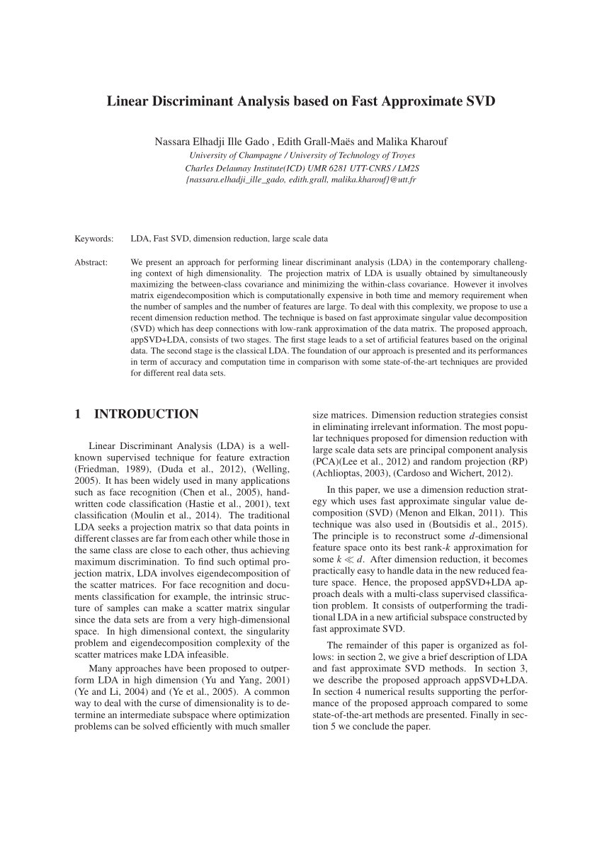 research paper on linear discriminant analysis