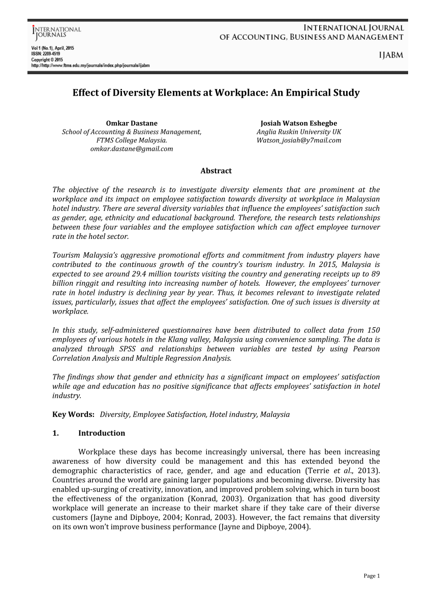 research paper about diversity in workplace