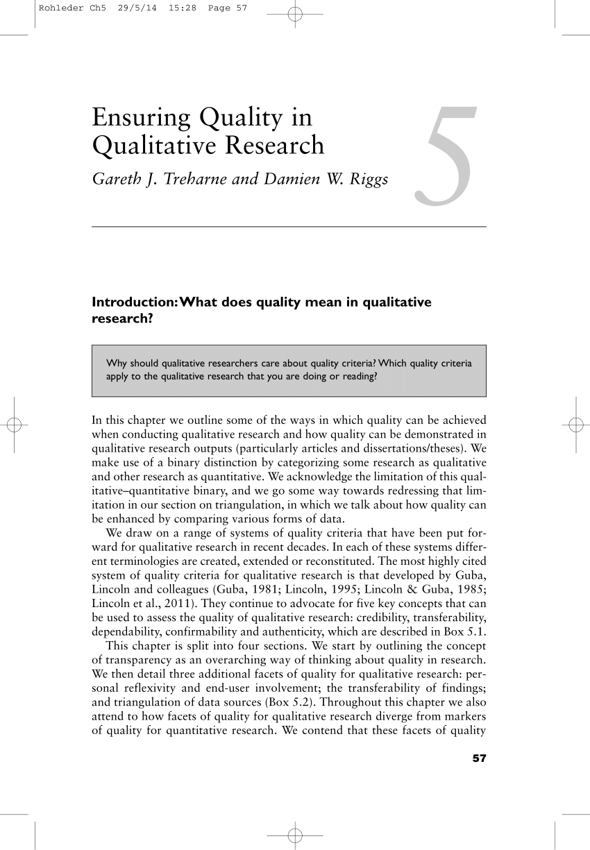 quality assurance in qualitative research pdf