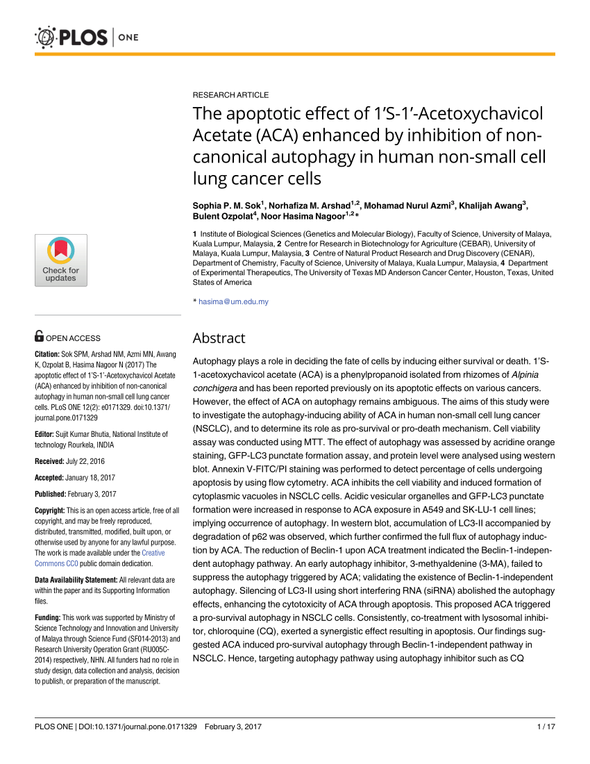 PDF) The apoptotic effect of 1'S-1'-Acetoxychavicol Acetate (ACA 