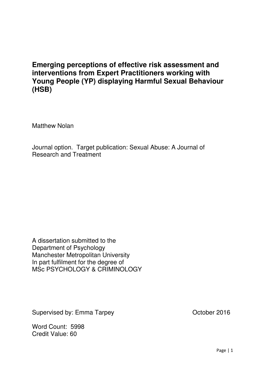Pdf Emerging Perceptions Of Effective Risk Assessment And Interventions From Expert 9265