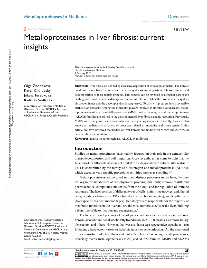 PDF) Metalloproteinases in liver fibrosis: current insights