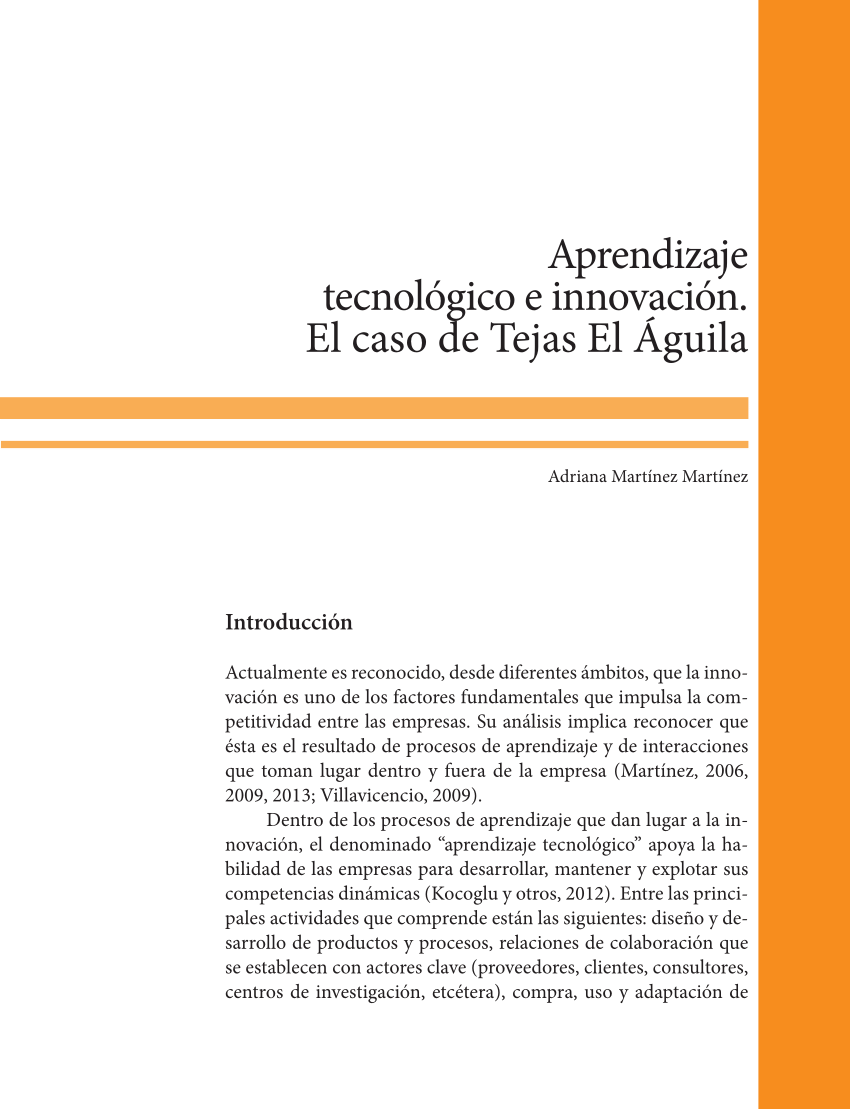 PDF) Aprendizaje Tecnológico e Innovación. El caso de Tejas el Águila