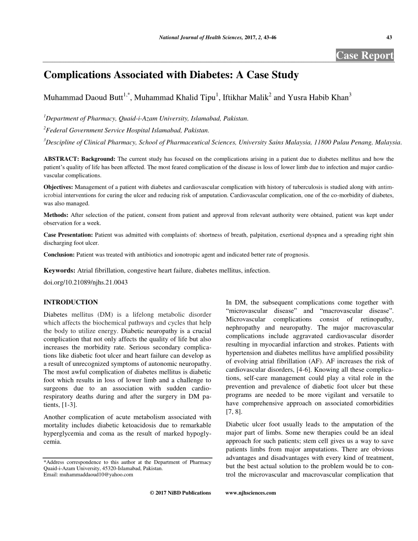 diabetes mellitus case study pdf