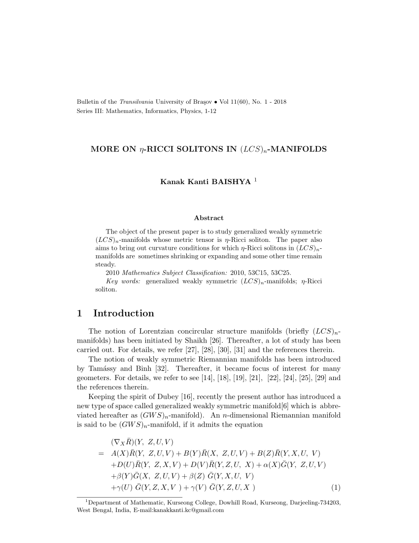 Pdf H Ricci Solitons In Lcs N Manifold