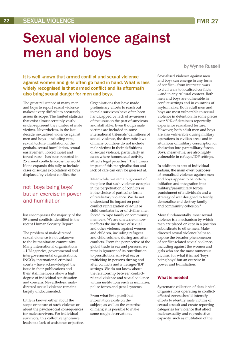 PDF) Sexual Violence Against Men and Boys