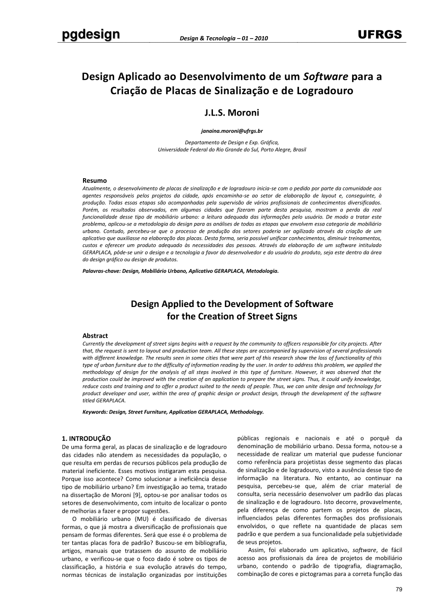 PDF) Design Aplicado ao Desenvolvimento de um Software para a Criação de  Placas de Sinalização e de Logradouro
