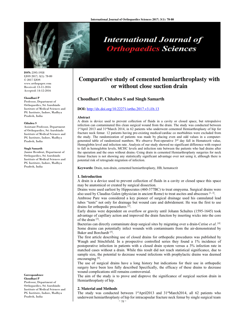 (PDF) Comparative study of cemented hemiarthroplasty with ...