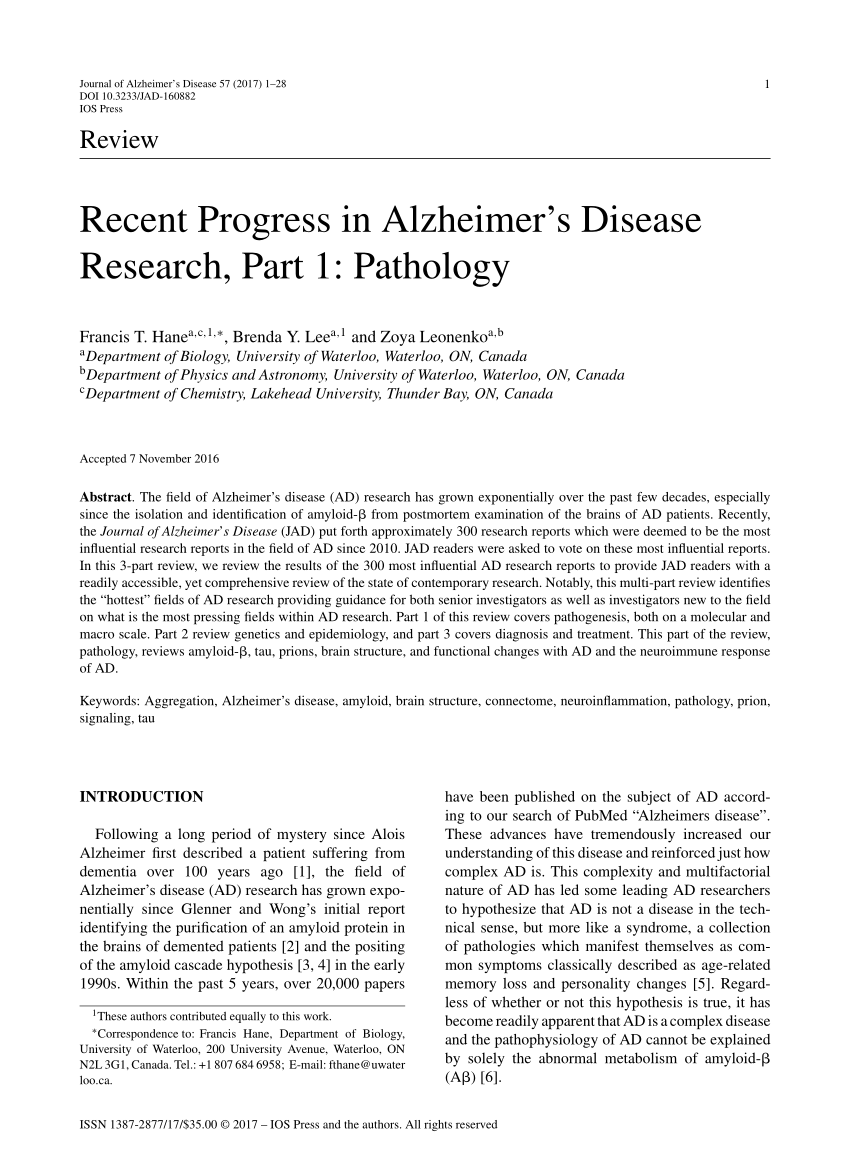 Thesis on alzheimer's disease