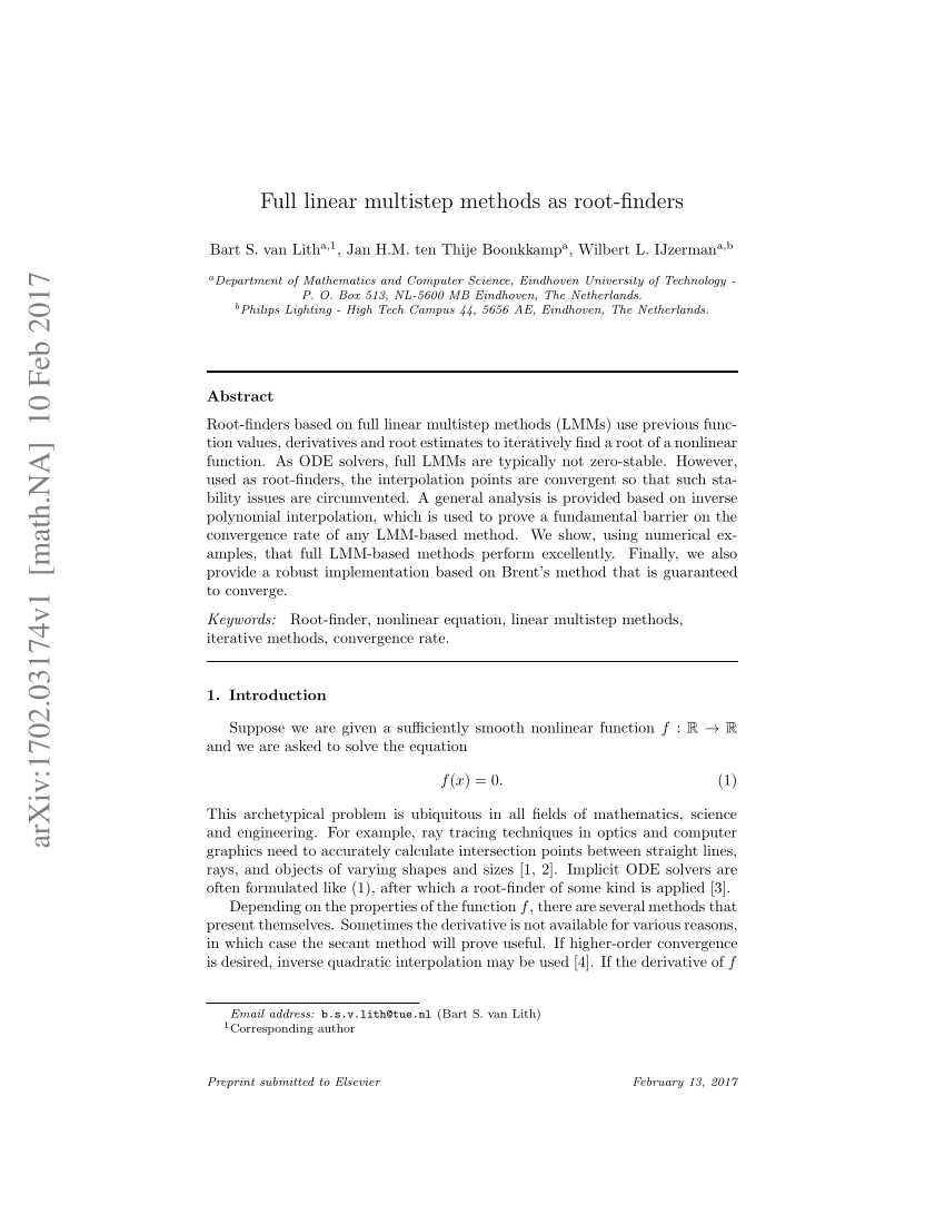 Pdf Full Linear Multistep Methods As Root Finders