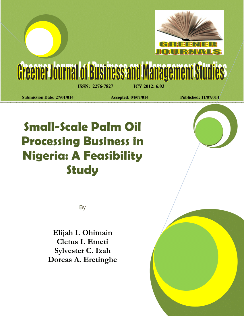 feasibility study on palm oil production in nigeria