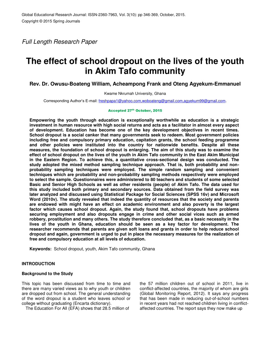 related studies about out of school youth
