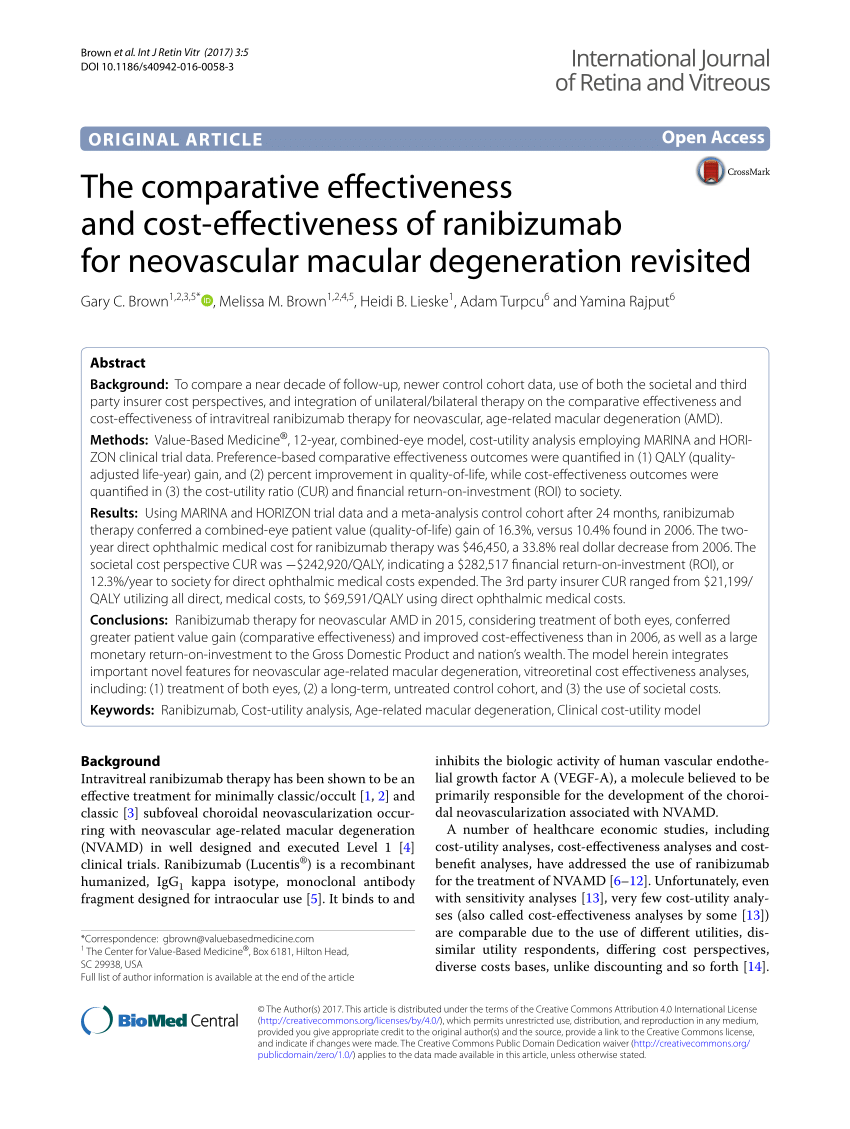 identificatie Te elegant PDF) The comparative effectiveness and cost-effectiveness of ranibizumab  for neovascular macular degeneration revisited