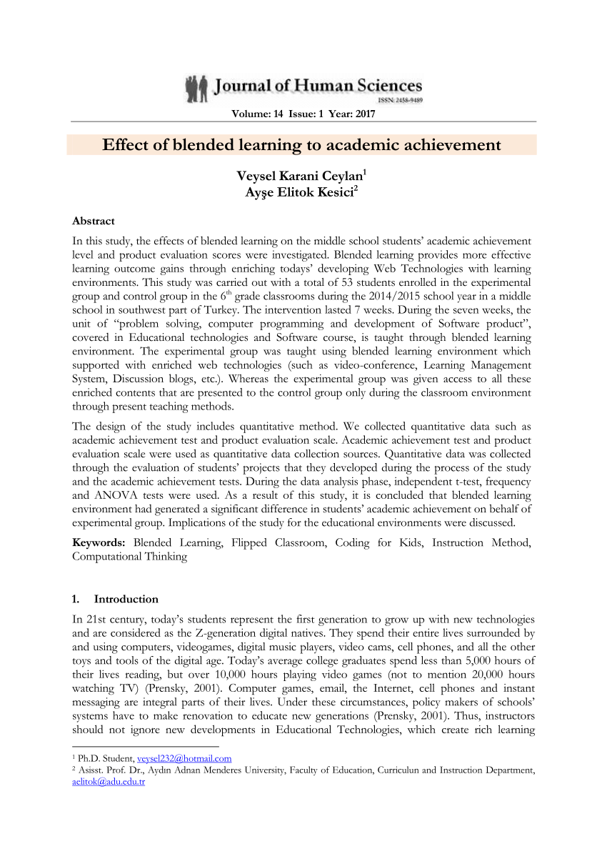 research paper about blended learning