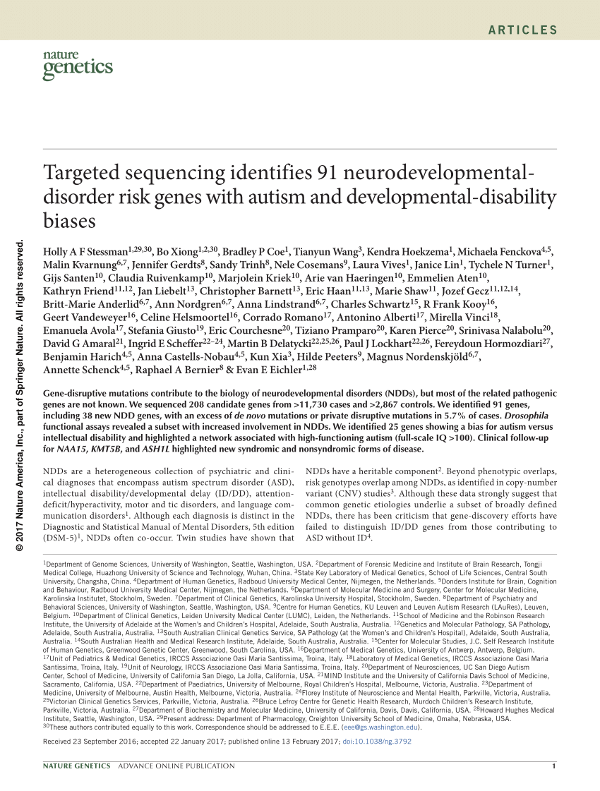 (PDF) Targeted sequencing identifies 91 neurodevelopmental-disorder Sns-Brigh10