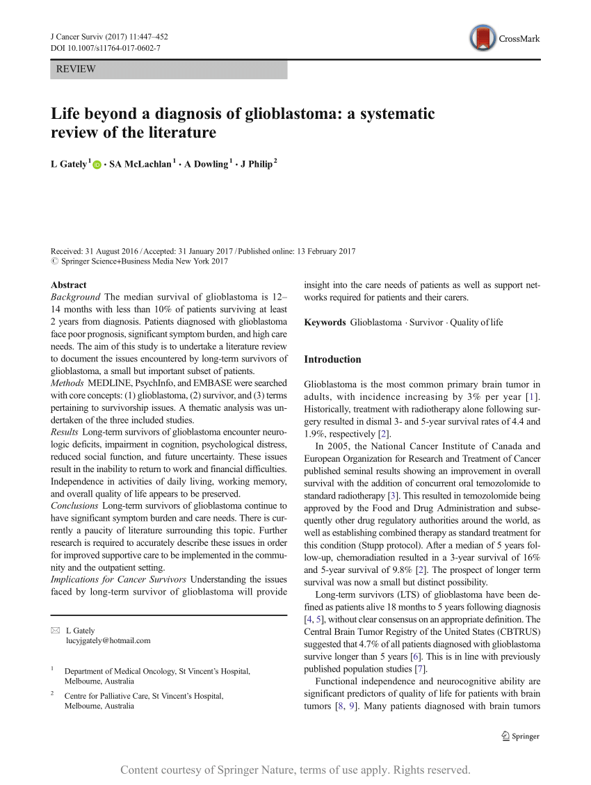 literature review of glioblastoma