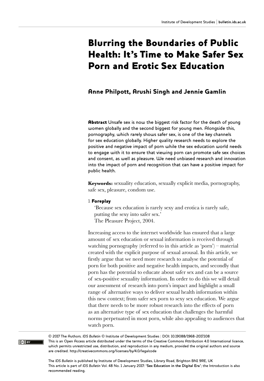 PDF) Blurring the Boundaries of Public Health Its Time to Make Safer Sex Porn and Erotic Sex Education