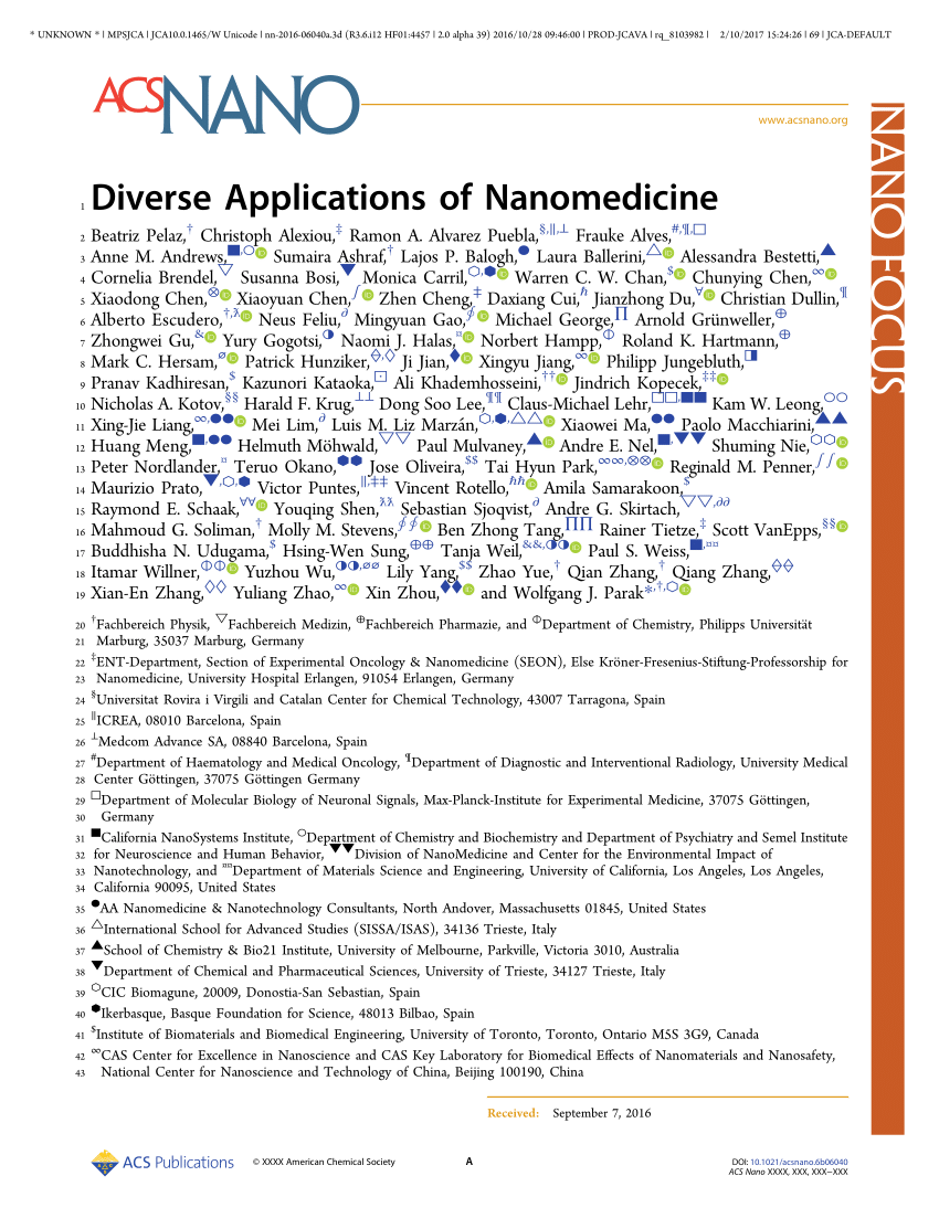 Pdf Diverse Applications Of Nanomedicine
