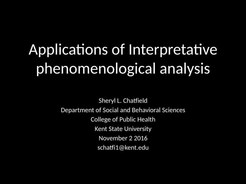 (PDF) Applications of Interpretative phenomenological analysis