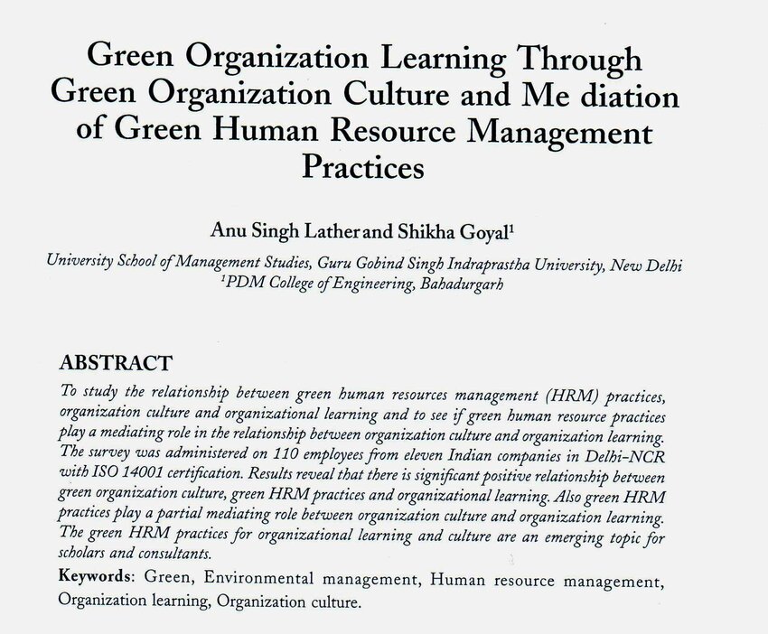 thesis on green human resource management