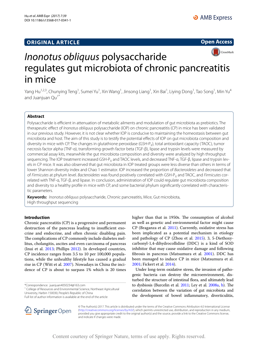 PDF) Inonotus obliquus polysaccharide regulates gut microbiota of 