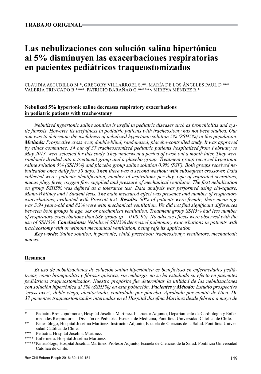 El Suero Salino Hipertónico 3% Nebulizado, PDF, Enfermedades virales  animales